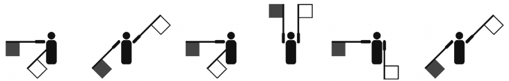 Five flag-semaphore figures spelling afurika